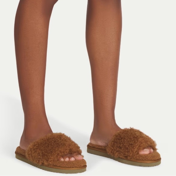 Bombas Women’s Plush Sunday Slide Dusted Cocoa Fuzzy Slippers - Picture 2 of 4
